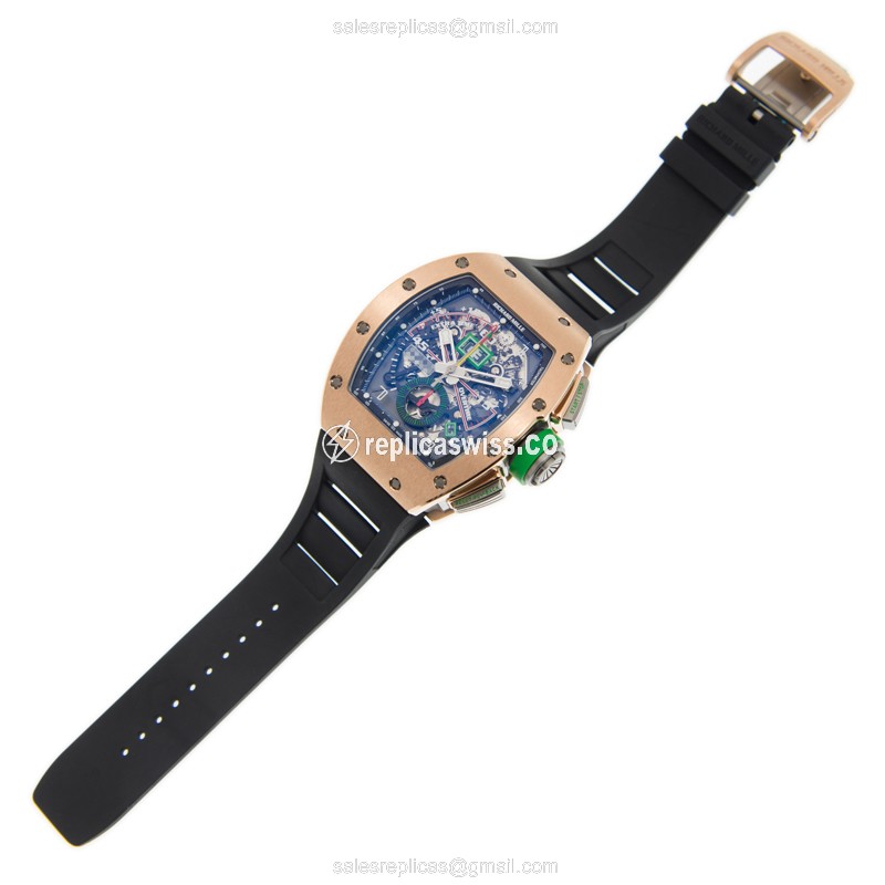 Richard Mille RM11-01 Replica - Automatic - 18kt Rose Gold - Black Dial - Rubber Strap - View 2