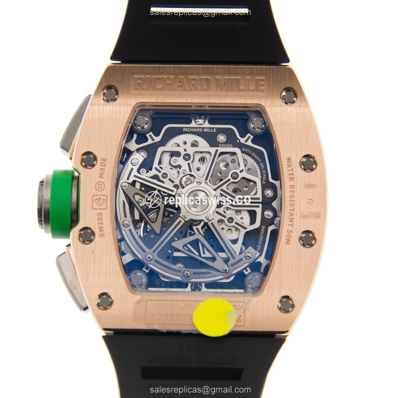 Richard Mille RM11-01 Replica - Automatic - 18kt Rose Gold - Black Dial - Rubber Strap - View 3