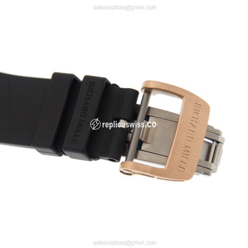 Richard Mille RM11-01 Replica - Automatic - 18kt Rose Gold - Black Dial - Rubber Strap - View 4