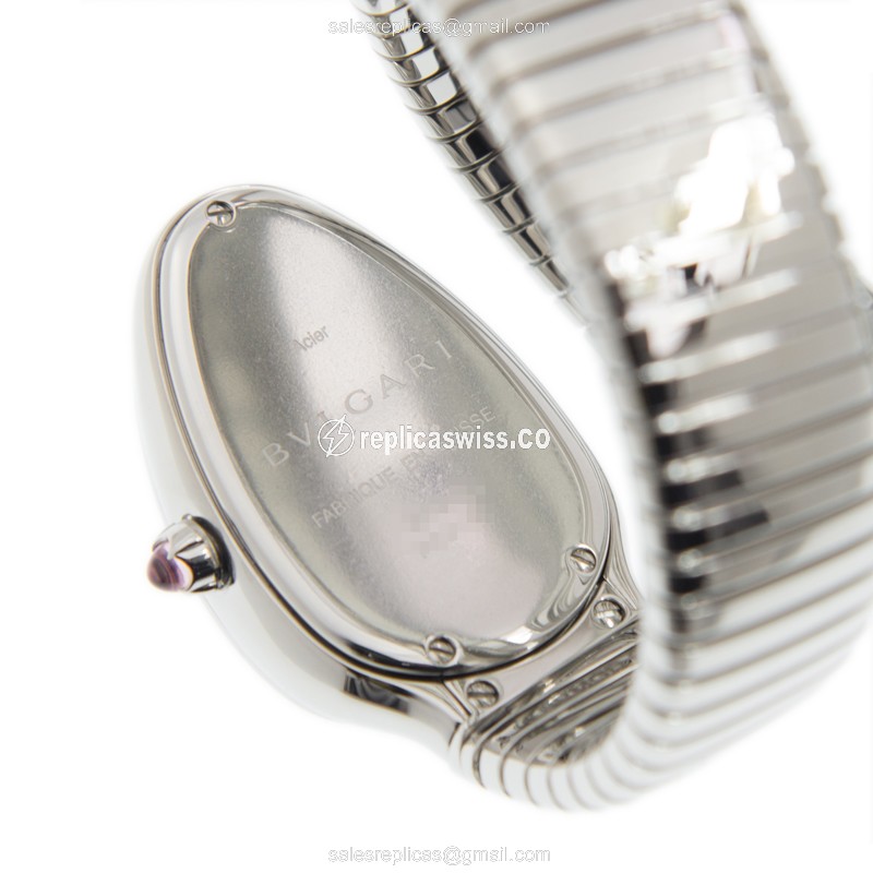 Bulgari Serpenti Quartz - Black Dial - Steel Case - Silver Bangle Clasp - View 3