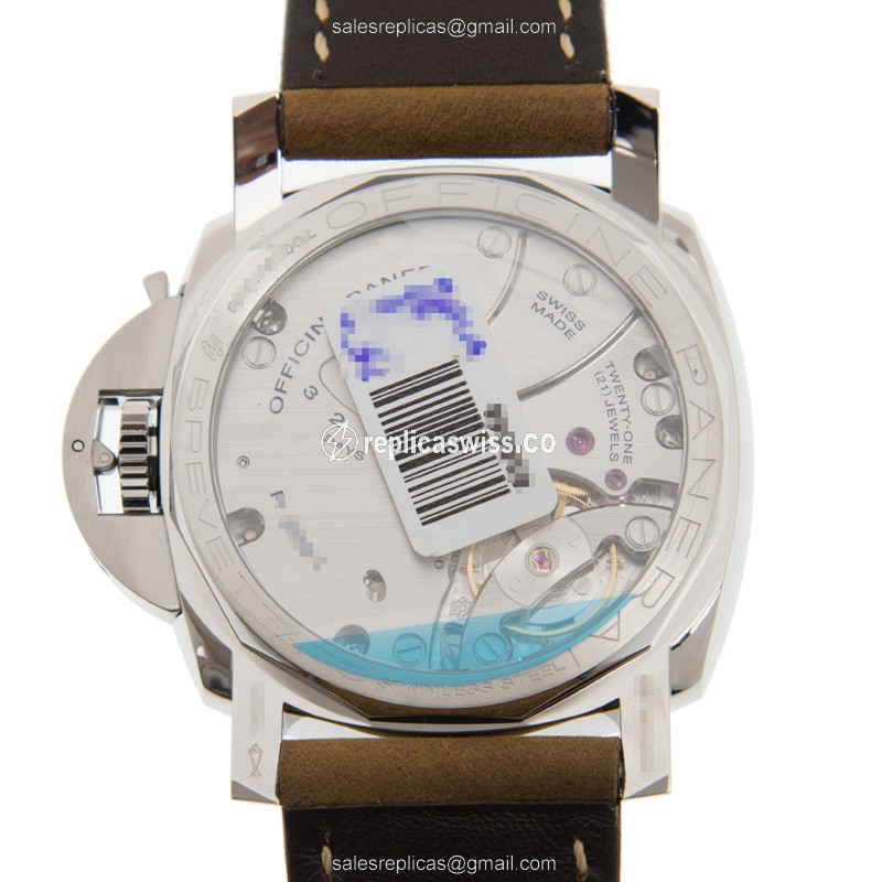 Panerai Luminor PAM00422 Replica - Black Dial - Brown Strap - View 3