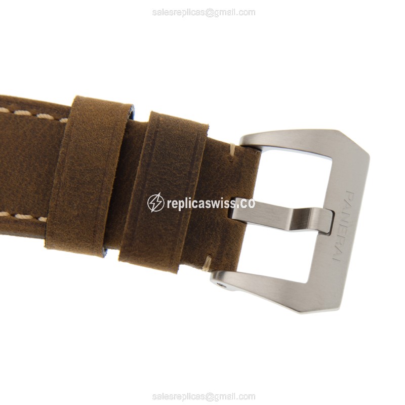 Panerai Luminor PAM00422 Replica - Black Dial - Brown Strap - View 4