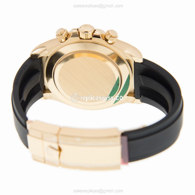 Rolex Daytona Replica - 18kt Gold Case - Automatic - Gold Dial - Rubber Strap - View 4
