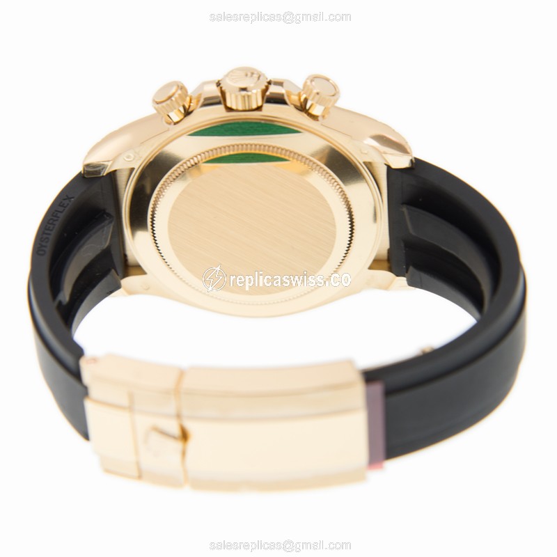 Rolex Daytona Replica - Automatic | 18kt Yellow Gold | Gold Dial | Rubber Strap - View 4