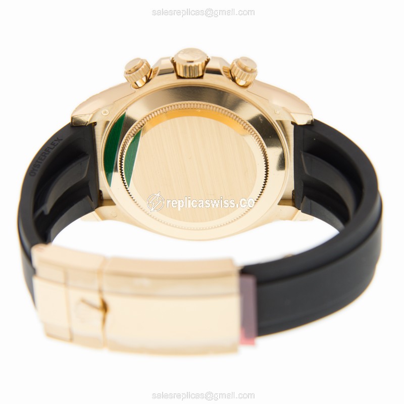 Rolex Daytona Replica - Automatic - 18kt Gold - Gold Dial - Rubber Strap - View 4
