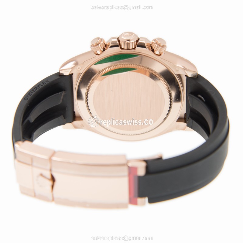 Rolex Daytona Replica - 18kt Gold - Pink Dial - Automatic - Black Rubber Clasp - View 4
