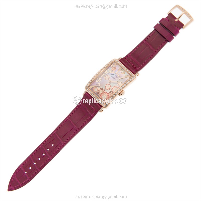 Franck Muller 952 QZ REL MOP RG D 1R LONG ISLAND - Quartz - 18kt Rose Gold - Diamonds - White Dial - Buckle Clasp - View 2