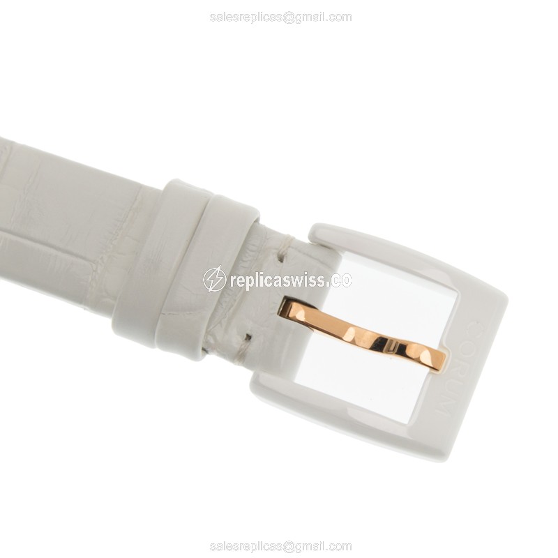 Corum Bridge Replica - Automatic - Ceramic Case - Skull Dial - White Alligator Strap - Buckle Clasp - View 4