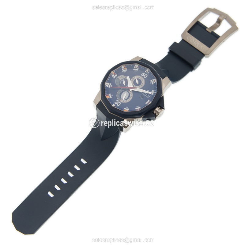 Corum Admiral's Cup - Automatic - Titanium - Blue Dial - Rubber Blue Strap - View 2