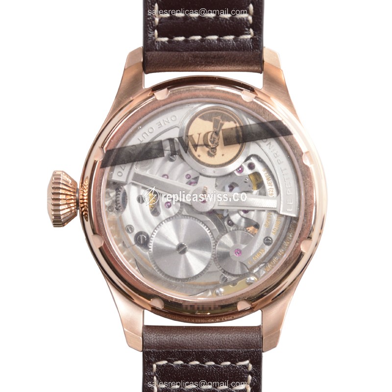 IWC PILOTS Replica - Automatic 18kt Rose Gold - Blue Dial - Brown Cowhide - Clasp - View 3