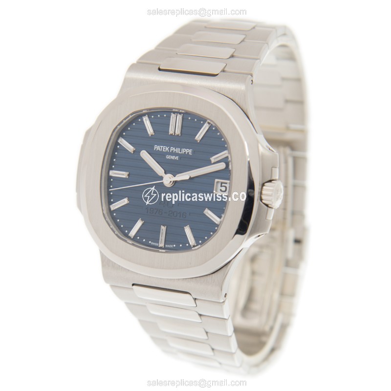 Patek Philippe 5711/1P-001 Replica - Automatic - Platinum - Blue Dial - Silver Strap - View 2