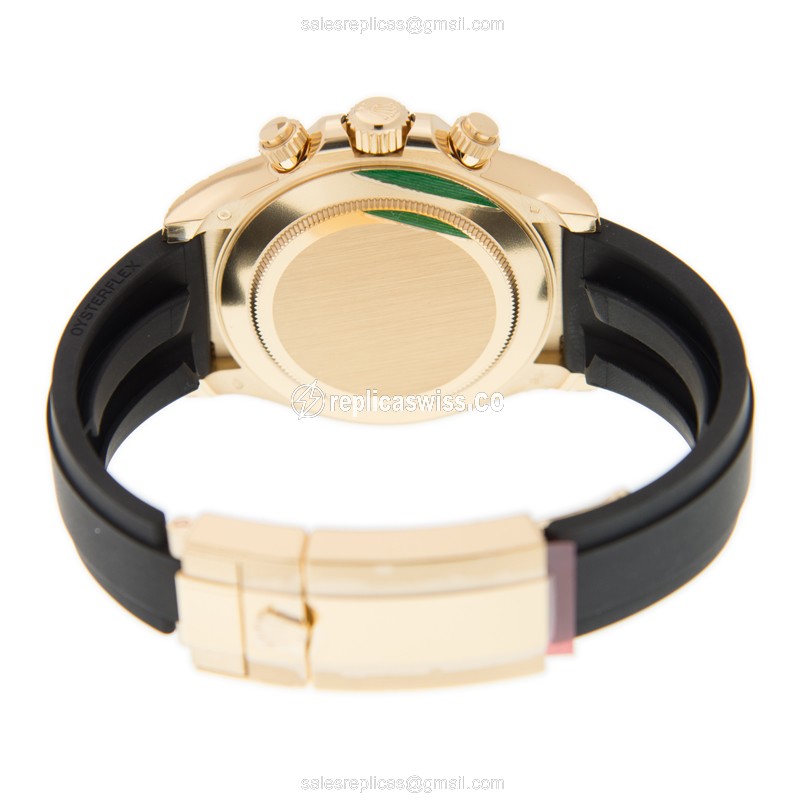 Rolex Daytona Replica - Automatic - 18kt Gold - Black Dial - Rubber Strap - View 4