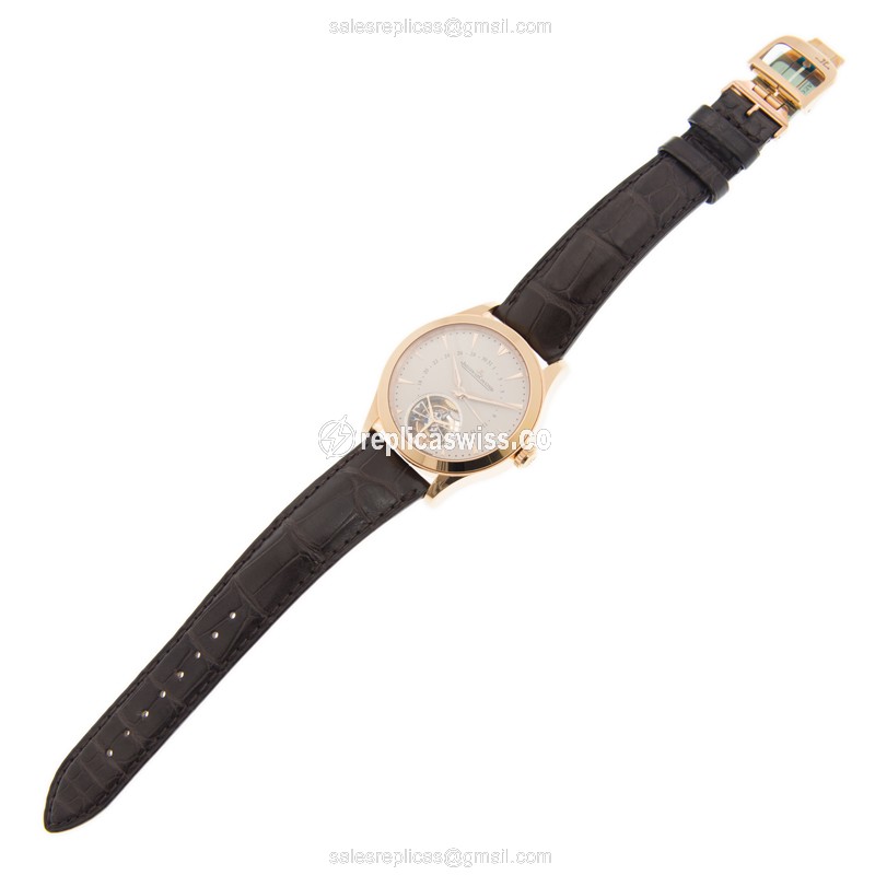 Jaeger-Lecoultre Q1652410 Replica - Ultra Thin - Automatic - Rose Gold - Beige Dial - Alligator Black Strap - View 2