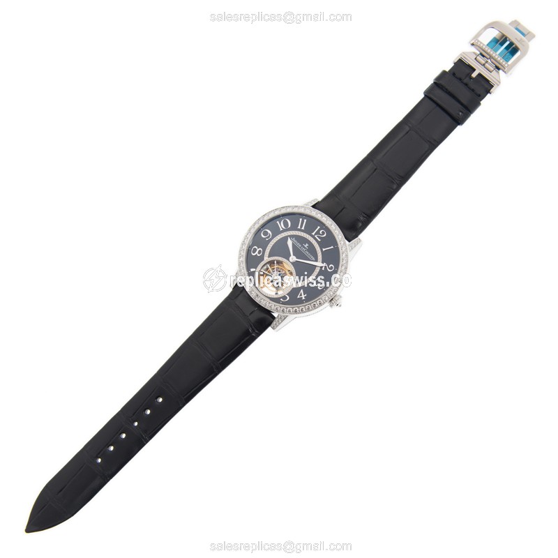 Jaeger-Lecoultre Q34134E4 Rendez-Vous Replica - Automatic 18kt White Gold - Black Dial & Diamond Clasp - View 2