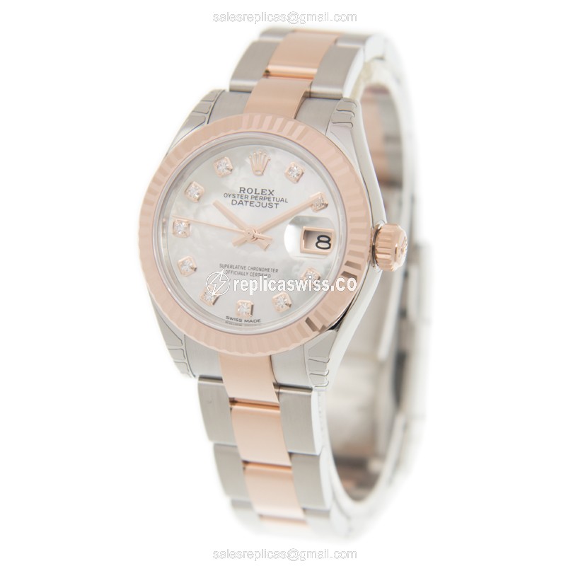 Rolex Lady Datejust Replica - Automatic, White Dial, 18kt Gold & Steel - View 3