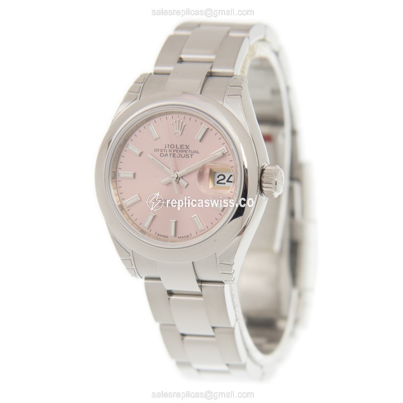 Rolex Datejust Lady Replica - Automatic - Pink Dial, Steel Case - View 3