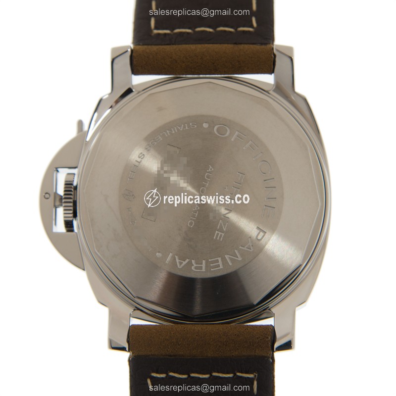 Panerai PAM01048 LUMINOR Replica - Automatic - Steel Case - Black Dial - Brown Leather Strap - View 3