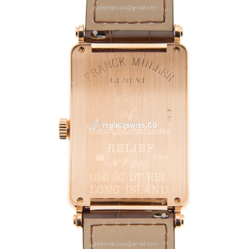 Franck Muller 1150 SC DT REL 5N LONG ISLAND Replica - Automatic - 18kt Rose Gold - White Dial, Brown Leather Strap - View 3