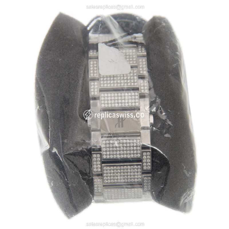Hublot Classic Fusion Replica - Automatic - Titanium Case - Diamond Bezel - Silver Dial - View 3