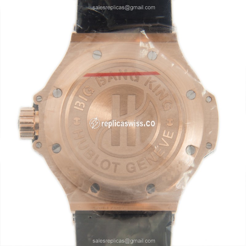 Hublot BIG BANG Replica - 18kt Rose Gold - Diamonds - Black Dial - Automatic - Rubber Strap - View 3
