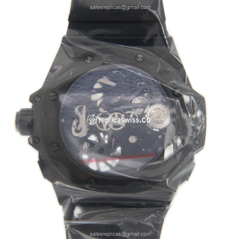 Hublot UICO Manual Wind Ceramics - Black Dial - Rubber Black Clasp - View 3