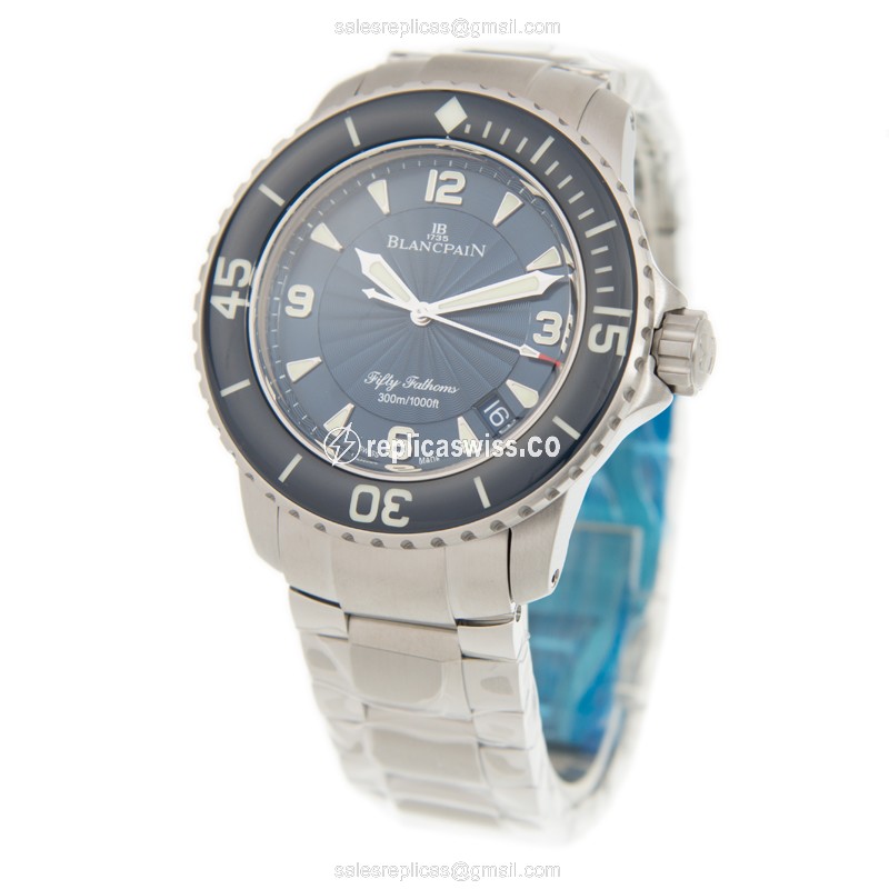 Blancpain 5015D-1140-71B FIFTY Fathoms Replica - Auto - Blue Steel Case - Silver Band - View 3