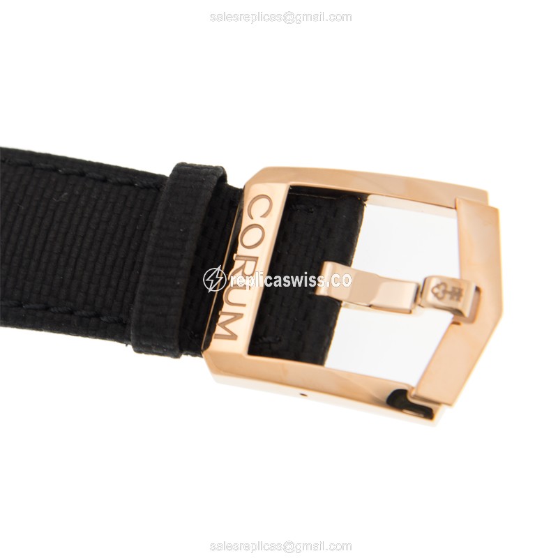 Corum Admiral's Cup Replica - Automatic - 18kt Rose Gold - Black Dial - Leather Strap - View 4