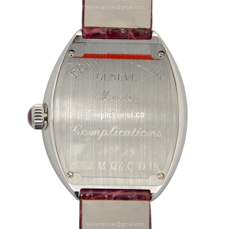 Franck Muller 5002 M QZ C D 1R HEART - Quartz - Diamond Case - Silver Dial - Red Alligator Buckle - View 3