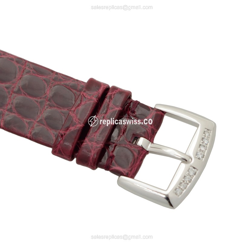 Franck Muller 5002 M QZ C D 1R HEART - Quartz - Diamond Case - Silver Dial - Red Alligator Buckle - View 4
