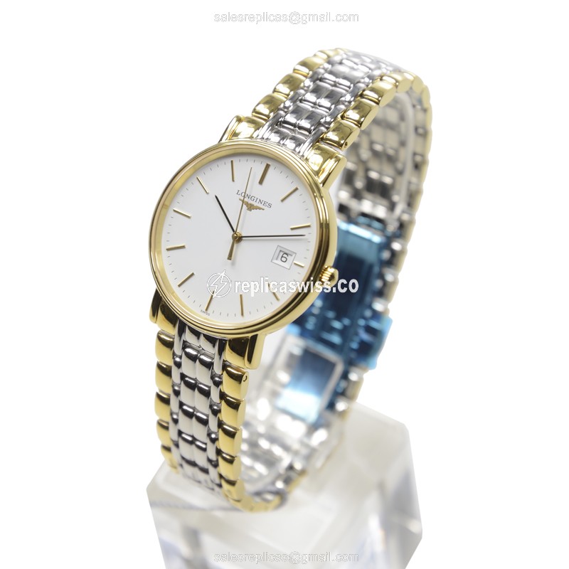 Longines Presence Replica - Quartz - Gold-Plated Case - White Dial | Gold Strap - View 3