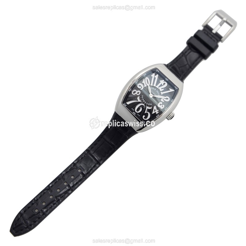 Franck Muller V 32 QZ Replica - Quartz - Stainless Steel Case - Black Dial, Leather Strap - View 2