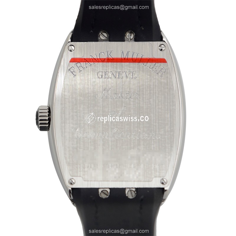 Franck Muller V 32 QZ Replica - Quartz - Stainless Steel Case - Black Dial, Leather Strap - View 3