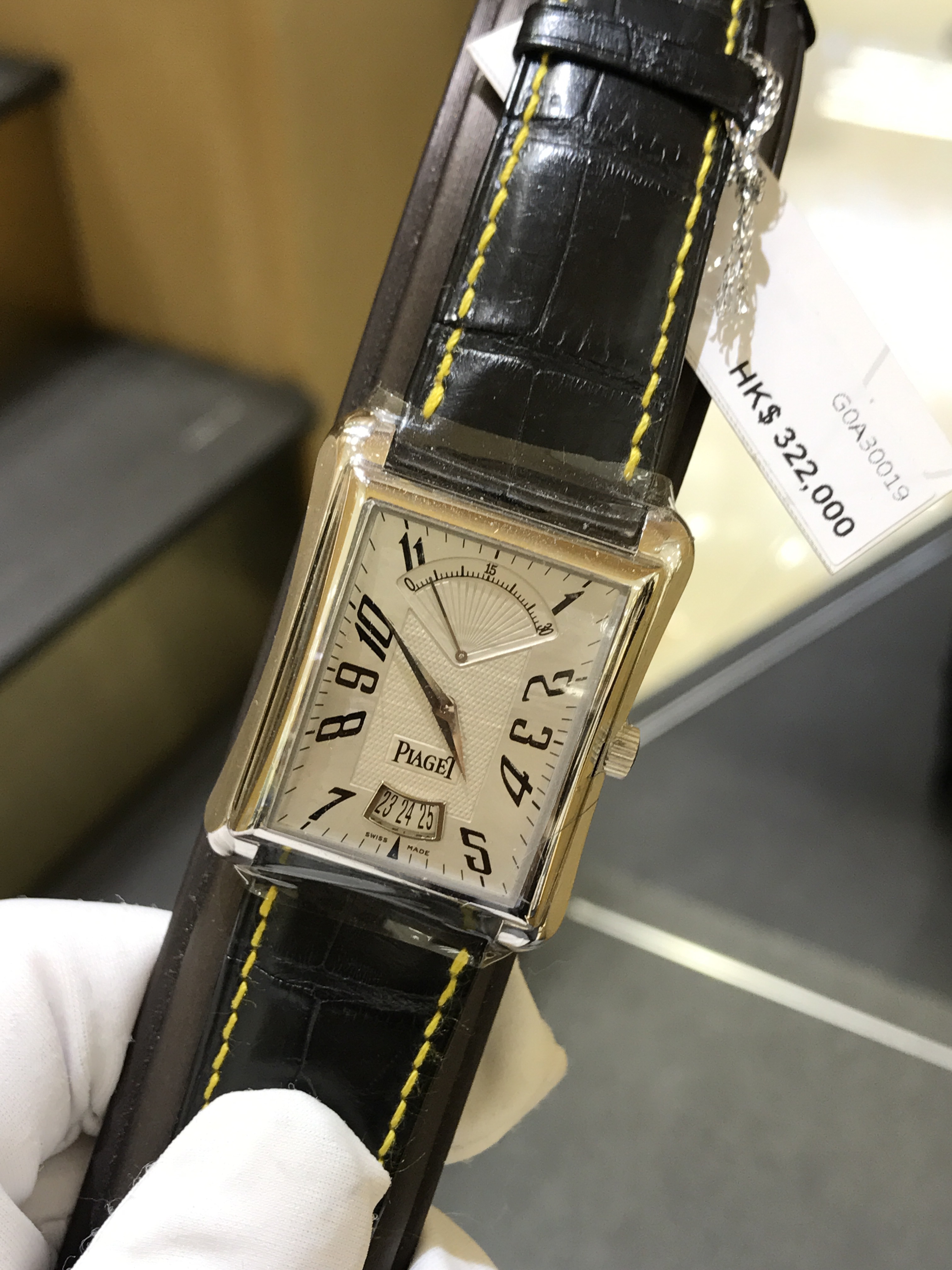 Piaget EMPERADOR Replica - Automatic - 18kt White Gold - White Dial - Black Alligator Strap - View 4