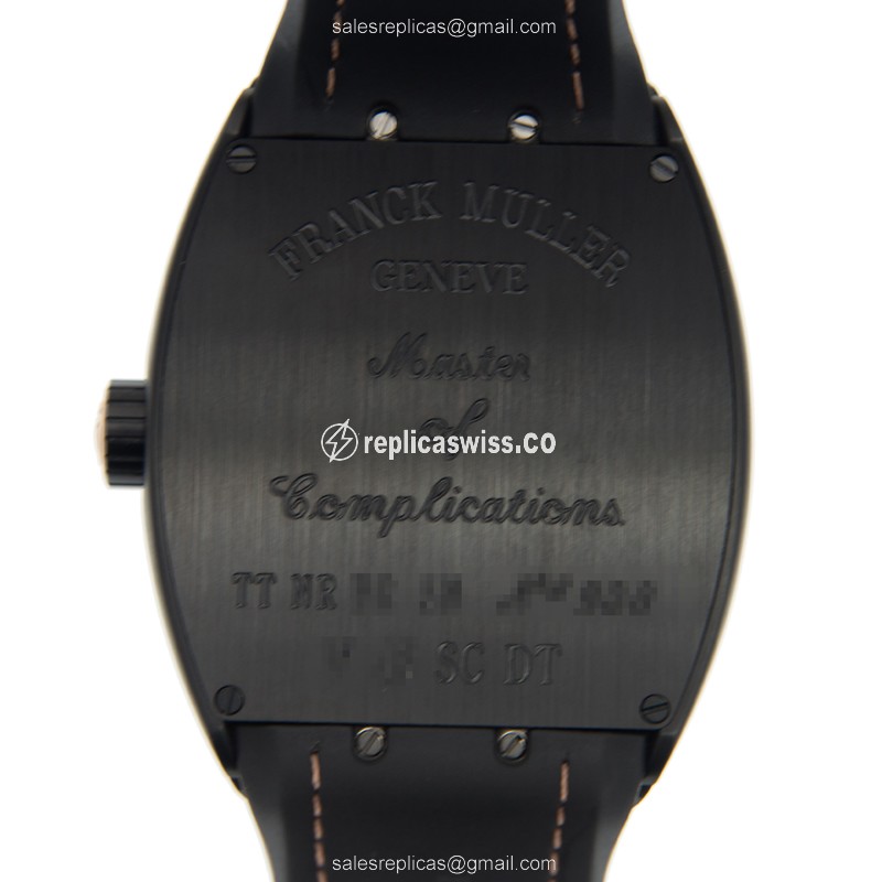 Franck Muller V45 SC DT TT NR BR5N Vanguard Auto Stainless Steel Black Dial Alligator Black Clasp Sapphire - View 3