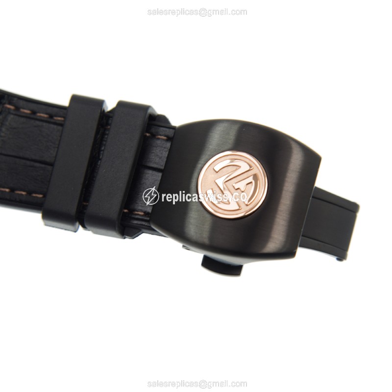Franck Muller V45 SC DT TT NR BR5N Vanguard Auto Stainless Steel Black Dial Alligator Black Clasp Sapphire - View 4