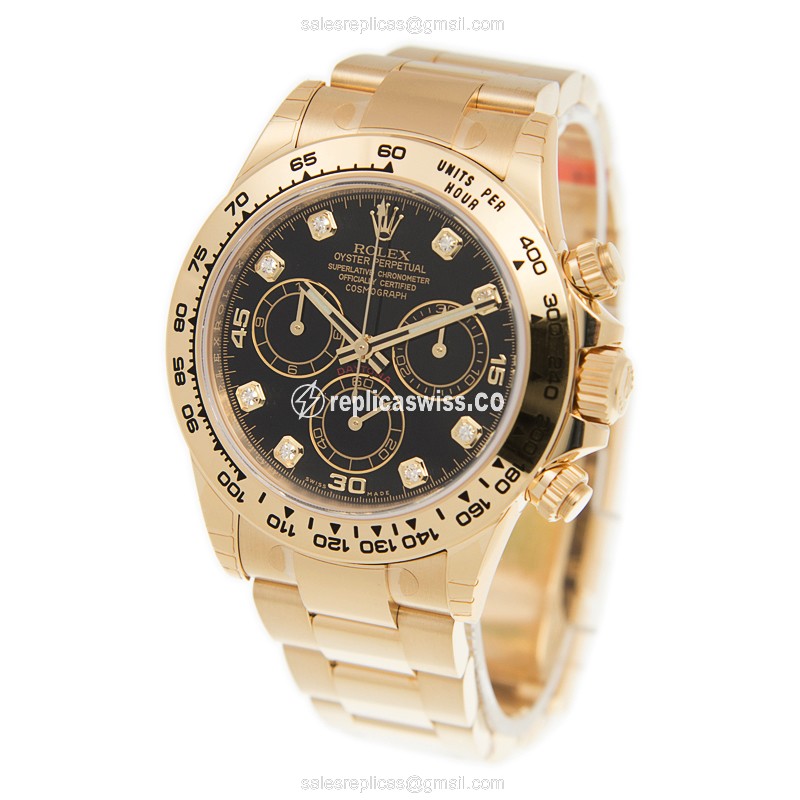Rolex Daytona Replica - Automatic - 18kt Gold - Black Dial - Gold Strap - View 3