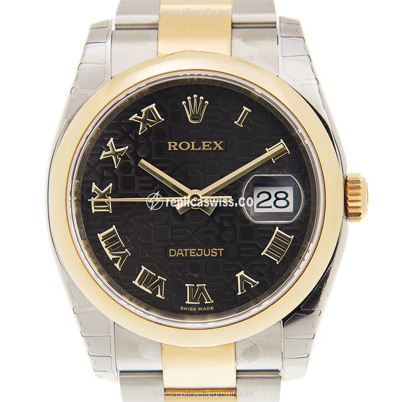 Rolex Datejust Replica - Automatic - Black Dial, Gold Clasp - View 2