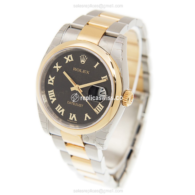 Rolex Datejust Replica - Automatic - Black Dial, Gold Clasp - View 3
