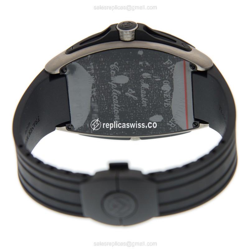 Franck Muller 9900 SC DT GPG TT.NR.TT CONQUISTADOR GPG Automatic - Stainless Steel Case, Black Dial on Black Rubber Strap - View 4