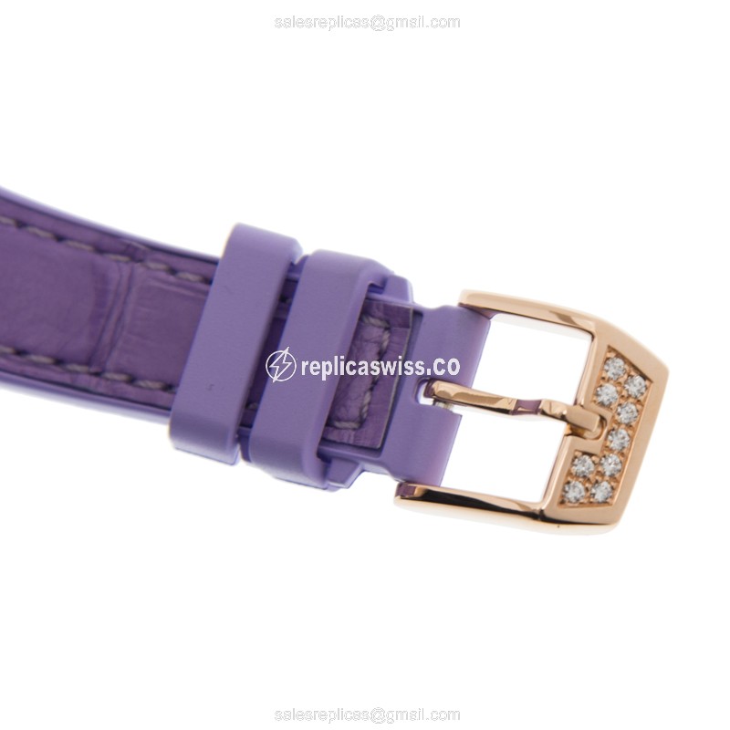 Franck Muller V 29 SC AT FO D CD Vanguard - 18kt Rose Gold - Diamonds, Gold Dial, Alligator Strap, Buckle Clasp - View 4