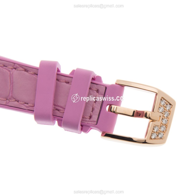 Franck Muller V29SCATFODCD Vanguard Auto 18kt Rose Gold Diamonds - Gold Dial - Alligator Purple Buckle - View 4