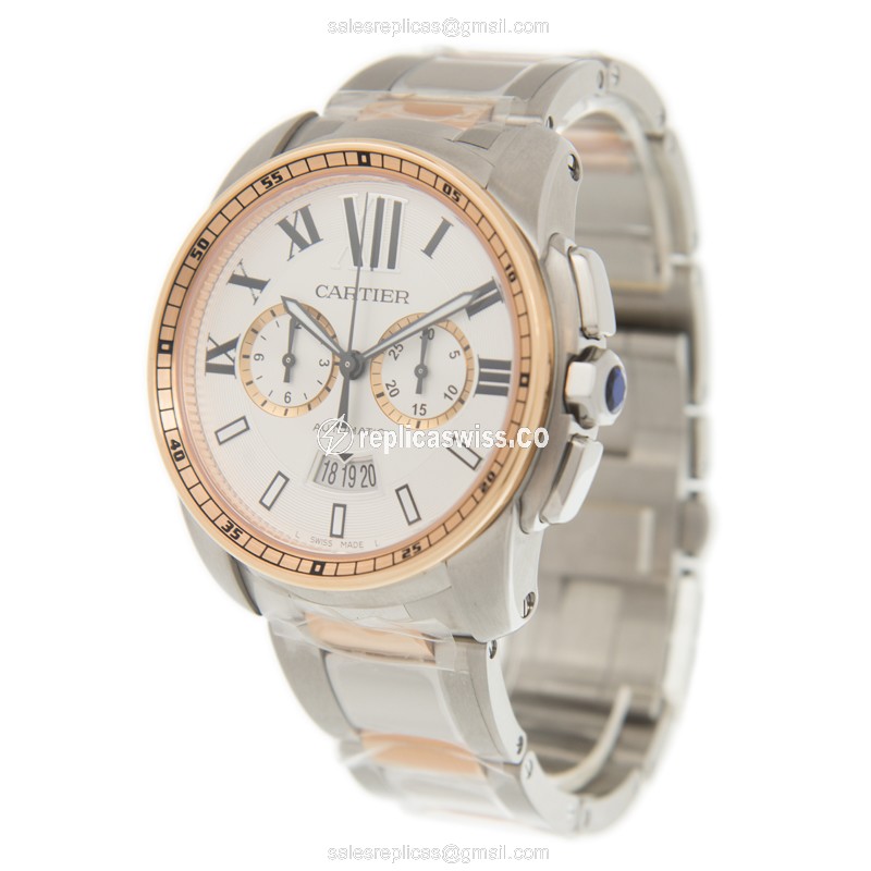Cartier W7100042 CALIBRE DE CARTIER Automatic 18kt Rose Gold & Steel - View 3