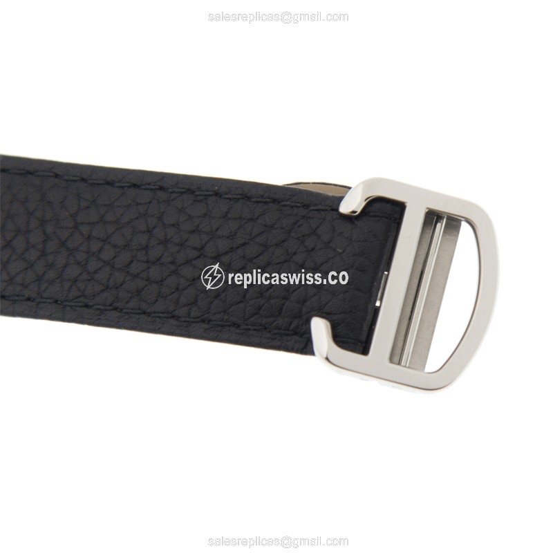 Cartier RONDE SOLO Replica - Automatic - Silver Dial - Steel Case - Black Cowhide Strap - View 4