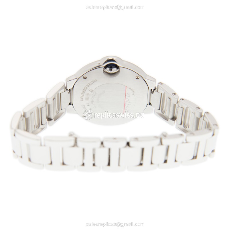Cartier Ballon Bleu Replica - Automatic - 18kt White Gold - Diamond - Silver Dial - View 4