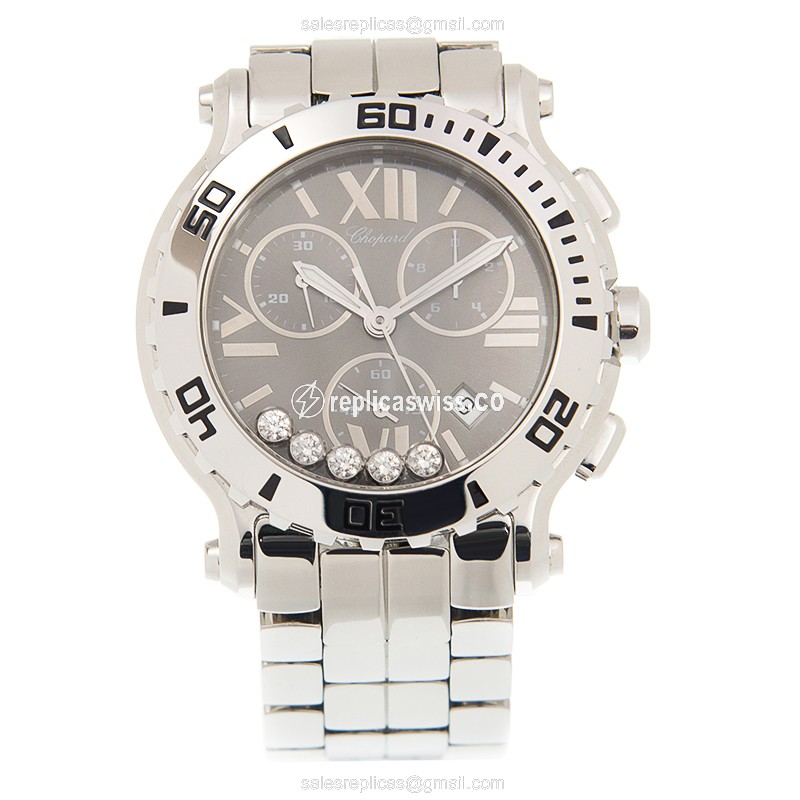 Chopard Happy Sport Quartz - Black Dial - Steel Case - Silver Band - View 2