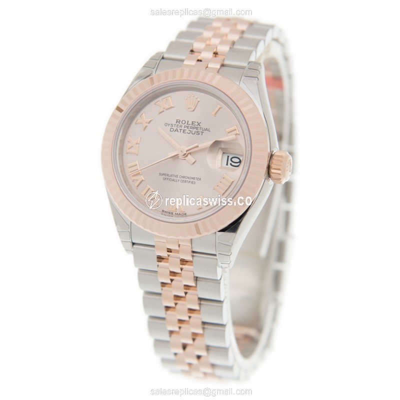 Rolex Datejust Lady Replica - Automatic - 18kt Rose Gold Case, Pink Dial - View 3