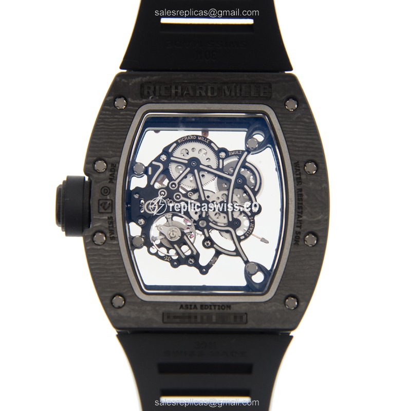 Richard Mille RM055-CA-RGBK - Manual - Aluminum Case - Skull Dial - Black Rubber Strap - View 3