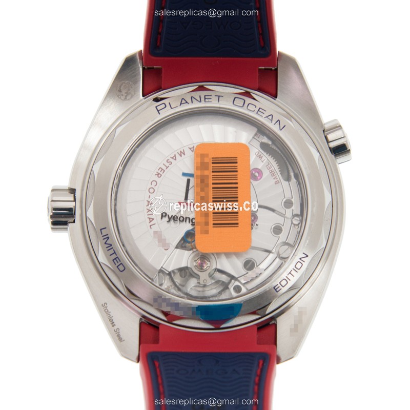 Omega 522.32.44.21.03.001 Replica - Automatic - Steel Case - Blue Dial - Blue Rubber Strap - View 3