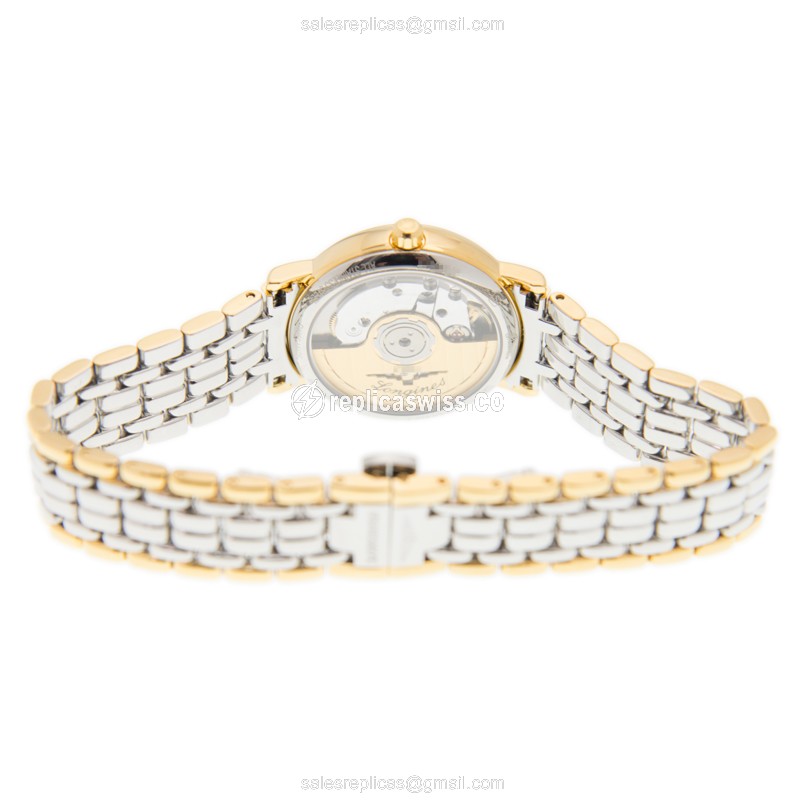 Longines Presence Replica - Automatic PVD Gold - White Dial - Gold Strap - View 4