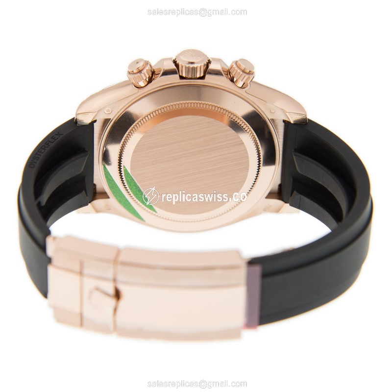 Rolex Daytona Replica - 18kt Rose Gold - Automatic - Black Dial - Rubber Strap - View 4
